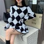 Diamond Pattern Sweater Black & White - One Size