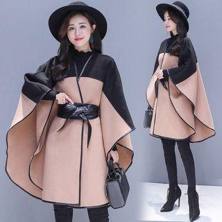 Color Block Knitted Poncho