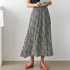 Band-waist Leopard Print Maxi Skirt