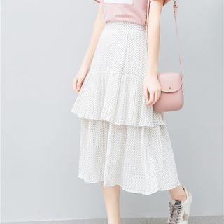 Dotted Midi Layered Chiffon Skirt