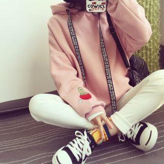 Letter Strap Embroidered Hoodie
