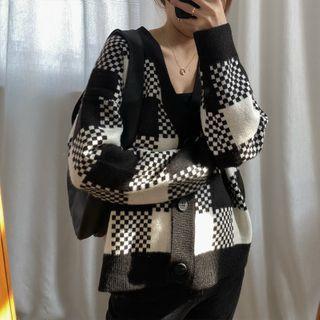 Check Cardigan Check - Black & White - One Size