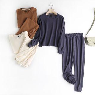 Set: Drawstring Pullover + Cropped Harem Pants