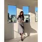 Chelsea-collar Midi Houndstooth Dress
