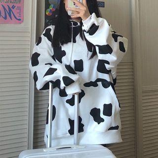 Cow Print Hoodie As Shown In Figure - One Size