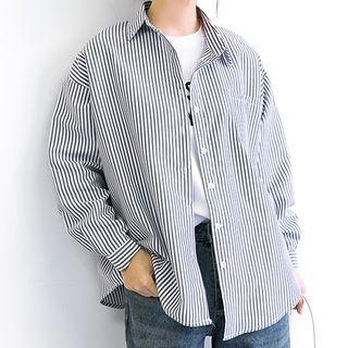 Long-sleeve Striped Shirt Blue - M
