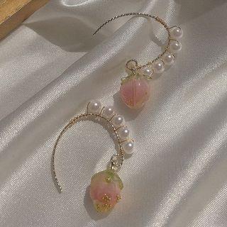 Flower Dangle Faux Pearl Earring 1 Pair - As Shown In Figure - One Size
