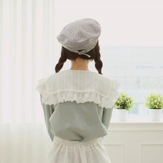 Eyelet-lace Sailor-collar Blouse Mint Green - One Size