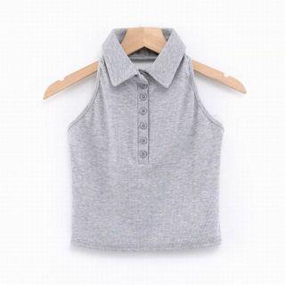 Collared Cropped Halter Top