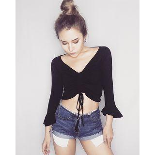 Flared-cuff Long-sleeve Knit Top
