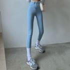 Mid Rise Panel Skinny Jeans