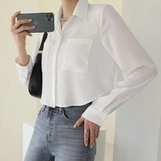 Dual-pocket Cropped Blouse