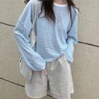 Striped Long-sleeve T-shirt / Wide-leg Shorts