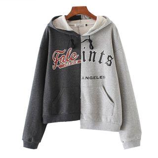 Asymmetric Panel Letter Hoodie