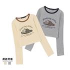 Casual Retro Round-neck Long-sleeve Tee