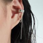 Chained Rhinestone Alloy Cuff Earring 1 Pc - Silver - One Size