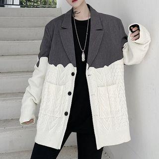 Two Tone Knit Panel Blazer