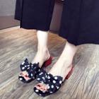 Bow Dotted Block Heel Mules