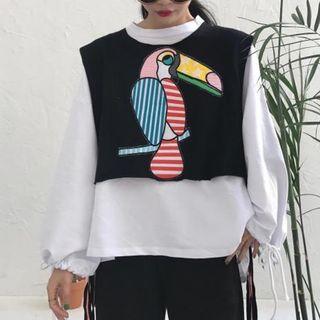 Set: Toucan Applique Vest + Pullover