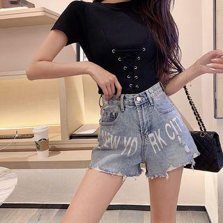 Letter Denim Hot Pants