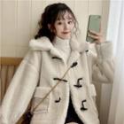 Faux Shearling Toggle Jacket White - One Size