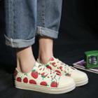 Canvas Strawberry Print Lace-up Sneakers