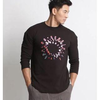3/4-sleeve Hologram Letter T-shirt