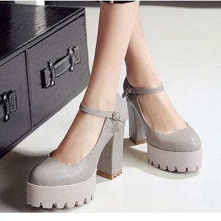Platform Chunky Heel Pumps