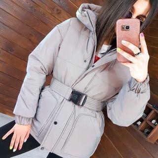 Hooded Buckled Padded Coat