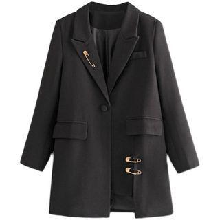 Safety Pin Accent One-button Blazer