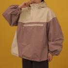 Two Tone Hoodie Beige & Purple - One Size