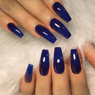 Plain Nail Art False Nail 157 - Dark Blue - One Size