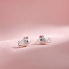 Mouse Ear Stud 1 Pc - Silver - One Size