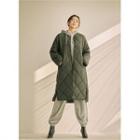 Detachable-sleeve Quilted Coat