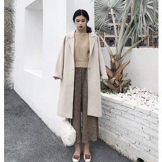 Turtleneck Sweater / Cropped Wide-leg Knit Pants