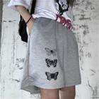 Butterfly Print Straight-fit Shorts