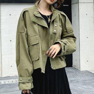 Zip Cargo Jacket Dark Green - One Size
