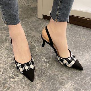 Cap-toe Kitten Heel Ankle Strap Sandals