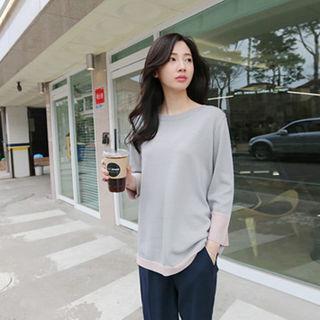 Scoop-neck Contrast-trim Knit Top