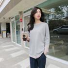 Scoop-neck Contrast-trim Knit Top