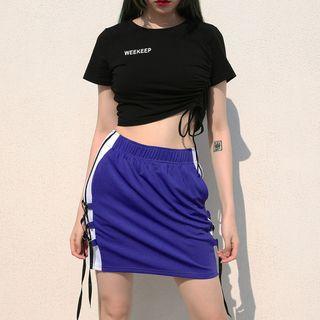 Mini Contrast Trim A-line Skirt