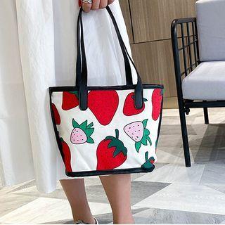 Strawberry Print Panel Handbag