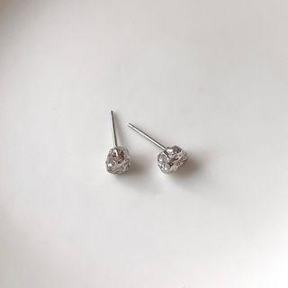Sterling Sliver Round Stud Earring 1 Pair - Silver - One Size