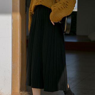 Pleat Midi A-line Skirt