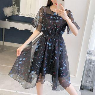 Star Print Short-sleeve Dress