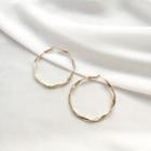 Twisted Hoop Earring 1 Pair - 925 Silver Stud - Gold - One Size