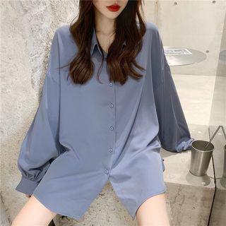 Lantern-sleeve Plain Shirt