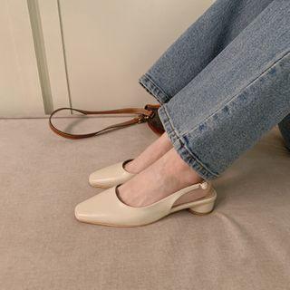 Cylinder-heel Slingback Flats