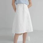Denim High Waist A-line Skirt