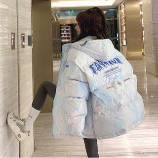 Dyed Letter Print Padded Coat